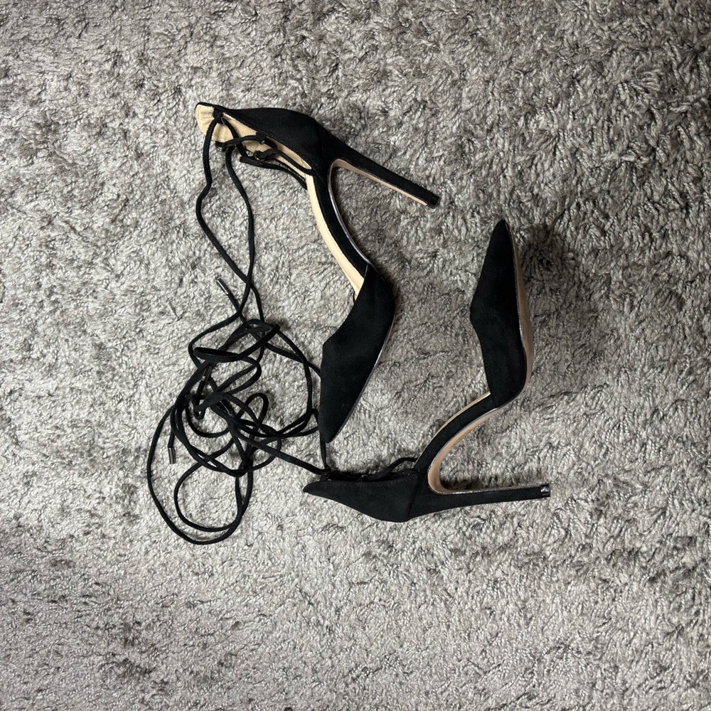 Public Desire Black Lace-Up Heels